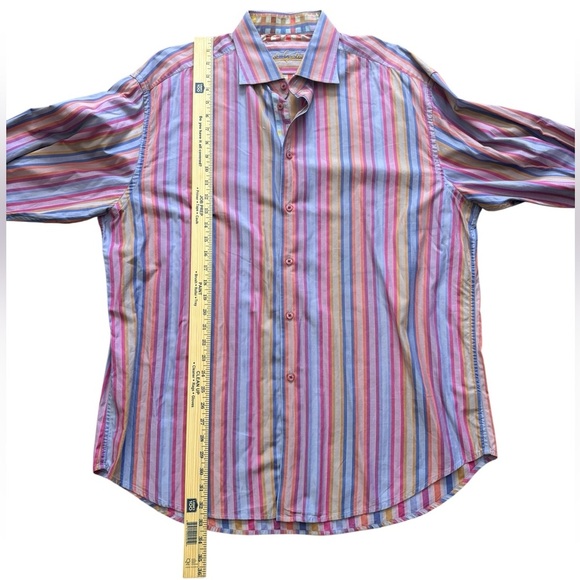 Robert Graham Vibrant Multi Color Stripes Button Up Shirt Cotton 3XL Career Work - Picture 6 of 9